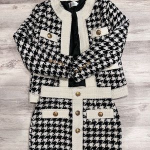Houndstooth business going out tweed suit set
